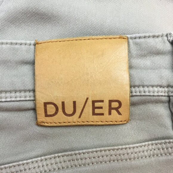 Du/er Mens Slim Fit Performance Denim Pants 34x30 Beige Cotton Blend Stretch - Picture 12 of 16